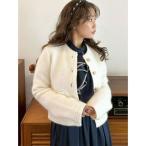 ジャケット ノーカラージャケット 「WEB限定カラー」金釦フォックスニットジャケット レディース