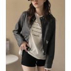 レザージャケット ライダース ノーカラーライダースジャケット レディース