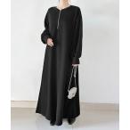 ワンピース クルーネックナチュラルロングワンピース