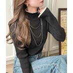 ニット セーター 「daaco×クラシカルエルフコラボ」スタイリングが一気に垢抜ける。上品配色が映える袖スリット入り前後2WAYハイネックリブニット