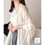 ブラウス シャツ 「接触冷感機能付き」冷感＆シアー素材で涼しく彩る。胸刺繍フード付きシアーシャツ（長袖） レディース