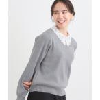 ニット セーター 「襟取り外し可/S-LL」上品見え レース襟ニット レディース