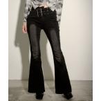 ジーンズ デニム デニムパンツ 「.KOM/ドットケーオーエム」ウエストベルトブーツカットデニムパンツ レディース