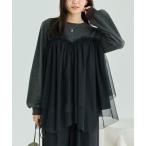ショッピングカットソー tシャツ チュール切替ニットライクカットソー レディース