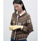 カーディガン wool nordic duffle cardigan ノルディック柄ラグラン袖カーディガン レディース