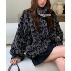ブルゾン アウター ヒョウ柄エコファーブルゾン レディース
