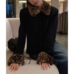 コート アウター ヒョウ柄エコファー付きアウター レディース