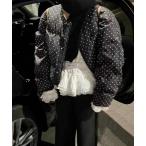 ダウンコート ダウンジャケット ドット柄ノーカラーダウンコート レディース