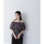 「NATURAL BEAUTY BASIC」 半袖ブラウス MEDIUM チャコールグレー レディース
