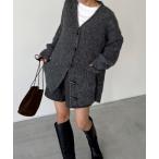 カーディガン El mar　ウール混トグルボタンオーバーカーディガン レディース