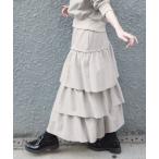 スカート 「 双松桃子さんコラボ 」裏起毛スウェットティアードスカート