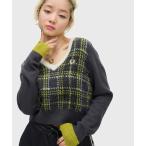 ニット セーター Tartan Panel Jumper／タータンチェックパネルニット レディース