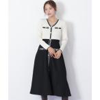 ショッピングワンピース ワンピース Vネック配色ラインフレアワンピース