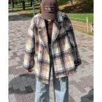 ジャケット テーラードジャケット 「yc__mam select」リングボア チェック柄 ダブルジャケット レディース