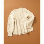 ニット セーター テンダーウール_フリンジアラン柄ニット レディース