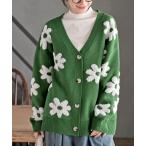 ショッピングロングカーディガン カーディガン フラワージャガードニットカーディガン レディース