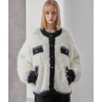 カーディガン ダブルジャガード シャギーチェーンニットカーディガン メンズ レディース