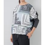 ニット セーター スカーフパッチワークプリントニット レディース