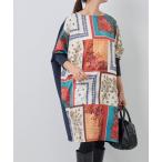 ワンピース スカーフパッチワークプリントワンピース