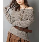 ニット セーター ベルト付きオフショルニット レディース