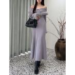 ワンピース ファートリミングニットワンピース