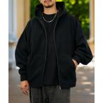 パーカー 「GROOVY STORE」フリース素材 オーバーサイズフルZIPパーカー メンズ レディース