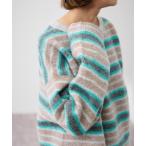 ニット セーター マルチボーダープルオーバー レディース