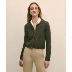 ショッピングスウェード ニット セーター メリノウール　スウェードトリム　ニットジャケット レディース