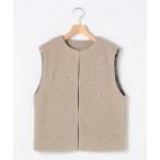 ブルゾン アウター ニット両面パイルビジューベスト レディース