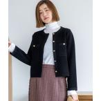 カーディガン 「洗える」ベロアニット カーディガン レディース