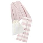 パジャマ ルームウェア 「ラッピング済み」ジェラートカーディガン＆2ボーダーロングパンツセット レディース