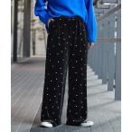 パンツ 「WEB限定」手洗い可 / ベロアドット刺繍パンツ レディース