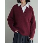 ニット セーター 「2025AW COLLECTION」「静電気防止」深Vネックニットプルオーバー レディース