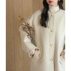 ショッピングボタン コート アウター ブークレノーカラーロングコート レディース