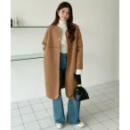ノーカラーコート コート 2WAYリバーシブルノーカラーロングコート（フェイクスエード/ボア） レディース