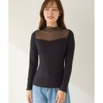 インナーシャツ 肌着 「まるで毛布！のような暖かさ・薄手」チュール切り替えハイネック長袖 レディース