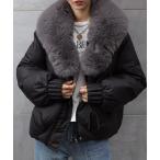 ショッピングショール ブルゾン アウター ビッグフェイクファーショール付 中綿コート ブルゾン レディース