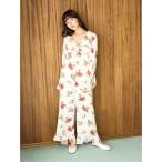 パジャマ ルームウェア ヴィンテージローズ柄ロングパンツ レディース