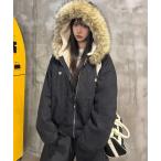 ブルゾン アウター ボリュームフェイクファーフードブルゾン/防寒裏ボアジャケット レディース