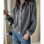 カーディガン デニムドッキングニットジャケット レディース