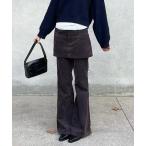 パンツ フェイクレイヤードコーデュロイワイドパンツ レディース