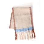 ストール マフラー フレーム配色フリンジマフラー レディース