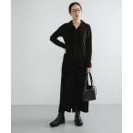 ショッピングマキシ丈 ワンピース ベロアシャツカラーワンピース