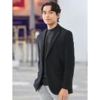 ジャケット テーラードジャケット ＊「ストレッチ からみニット」タカキュー スリムフィット 2ボタンジャケット 紺 メンズ