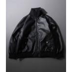 ブルゾン アウター Synthetic Leather Rib Turtie Blouson/フェイクレザー ヴィンテージライク オーバーサイズ リブ