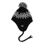 ニット帽 ニットキャップ NEW ERA:「手洗い可能」イヤーフラップ ポンポン ニットキャップ メンズ