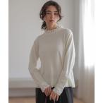 ニット セーター レースフリルスタンド ニット レディース