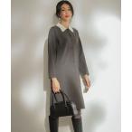 ワンピース ニット襟トロンプルイユ ワンピース