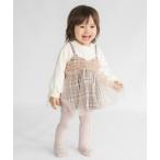 ショッピングロンパース ベビー服 ロンパース 「おそろい」チェック柄ジャンパースカート風カバーオール