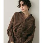 ブラウス シャツ ピーチスキンストライプウエストクロスシャツ レディース